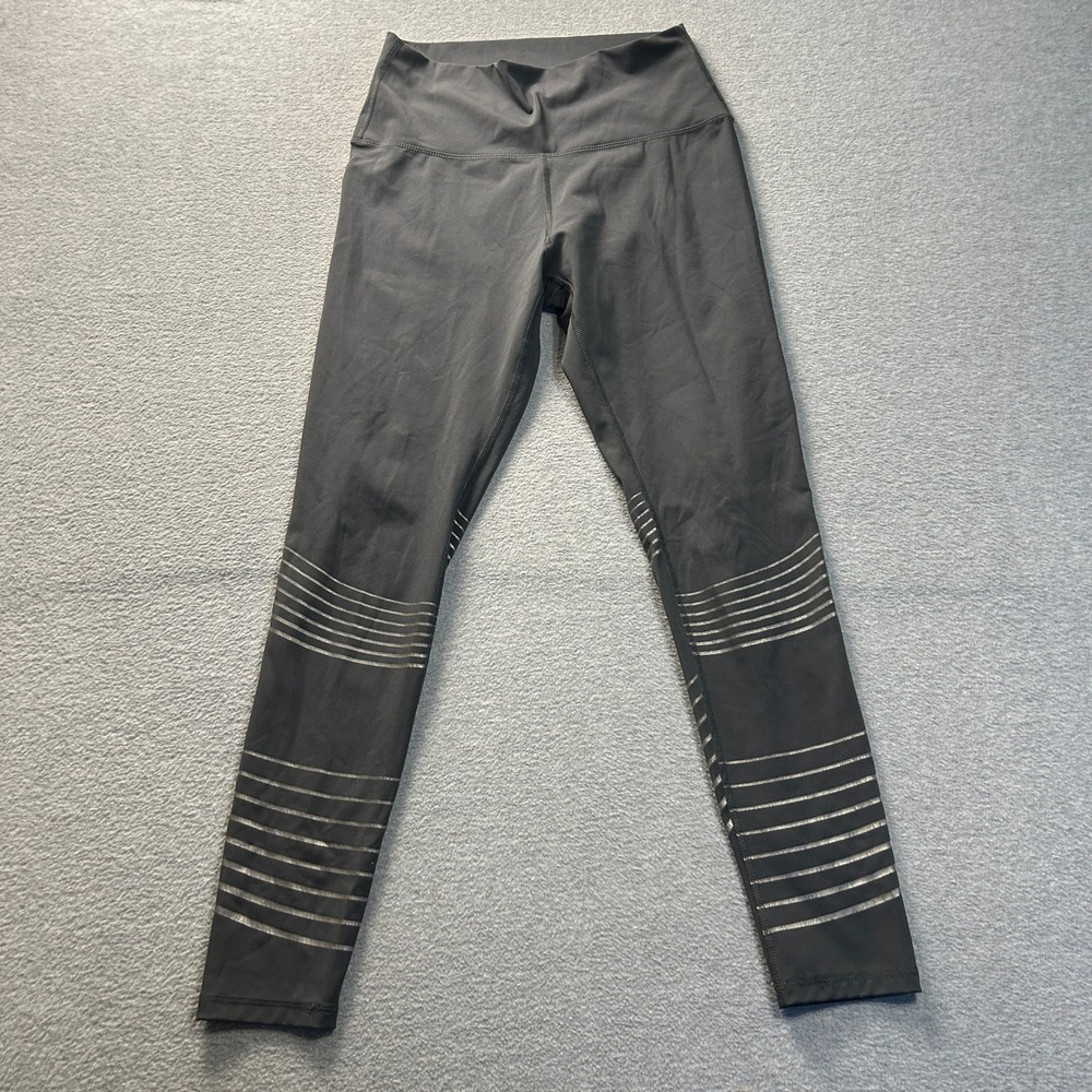 Z by Zobha Athletic Leggings Womens L Charcoal‎ Black High Rise Reflective Yoga